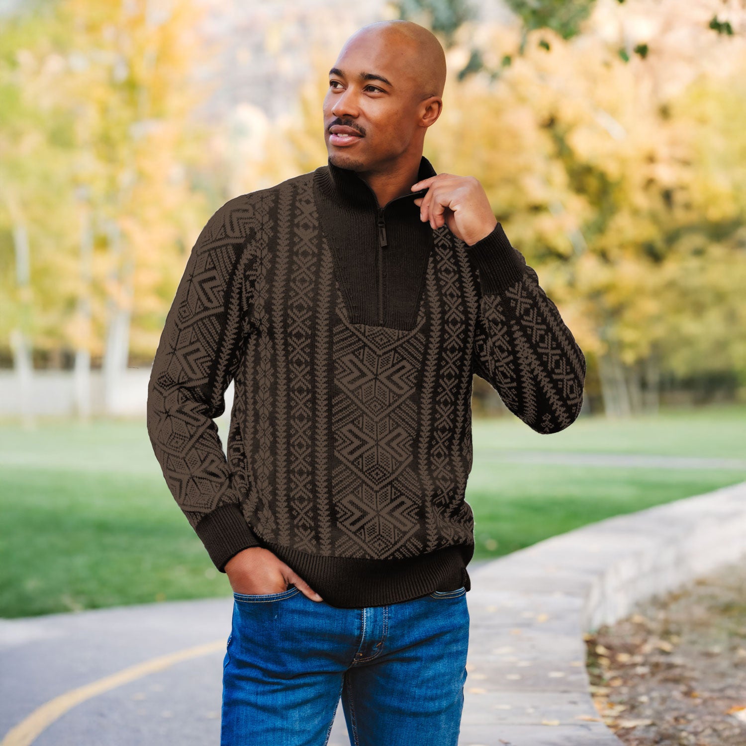 Whiskey Half Zip Sweater