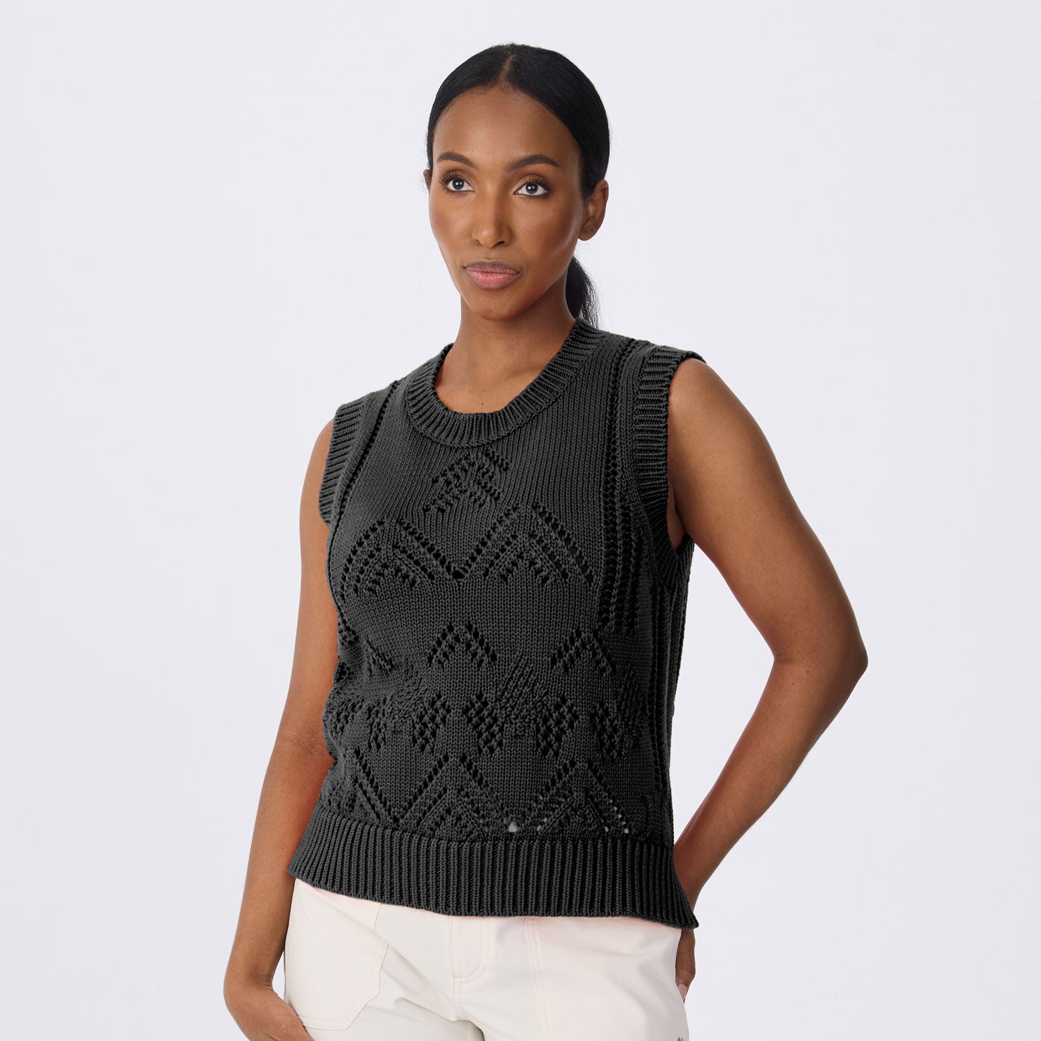 Camille Sleeveless Pointelle Sweater
