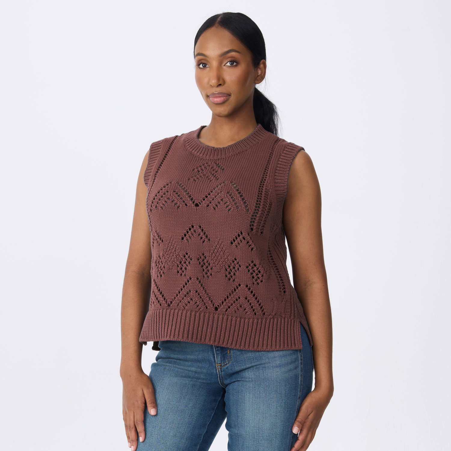 Camille Sleeveless Pointelle Sweater