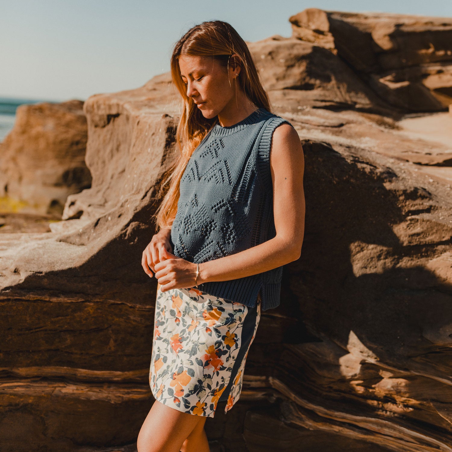 Camille Sleeveless Pointelle Sweater