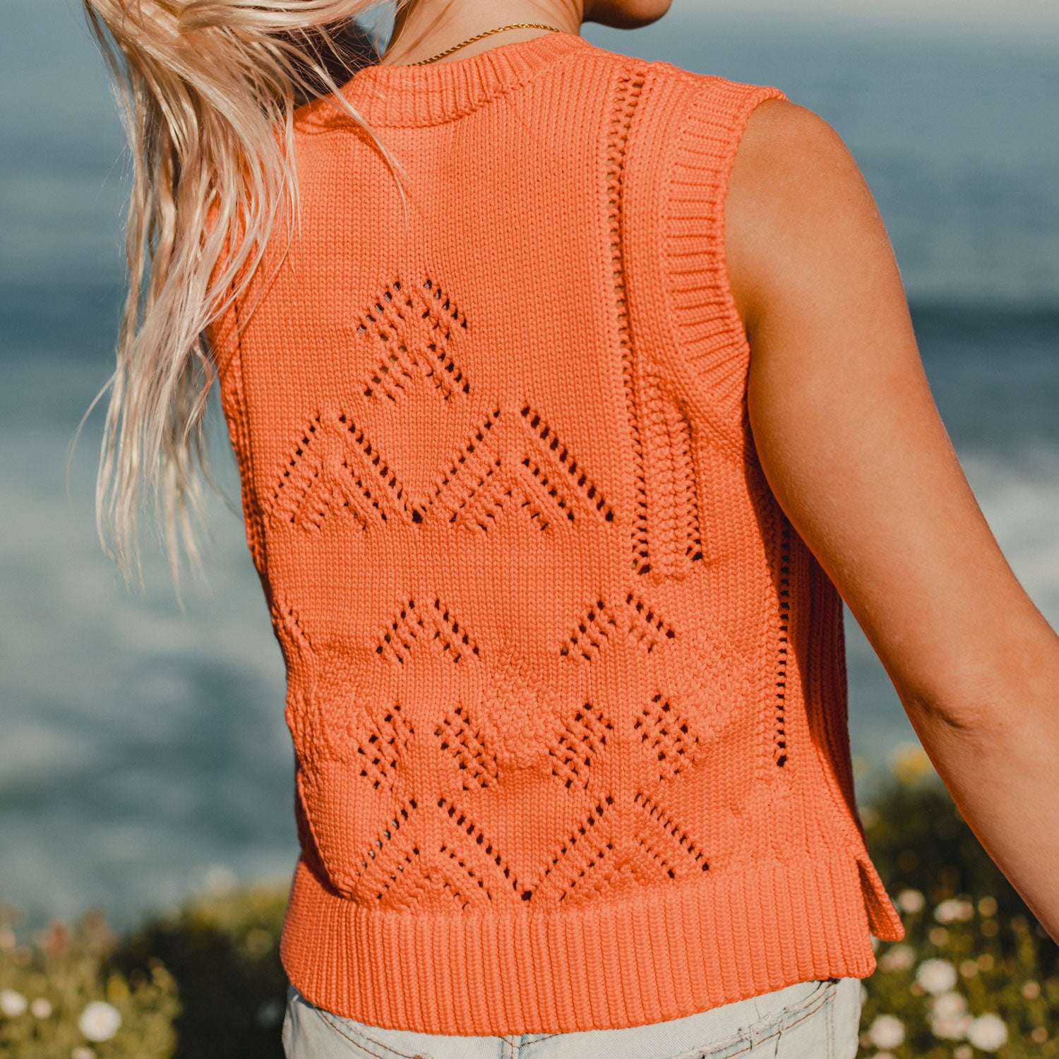 Camille Sleeveless Pointelle Sweater