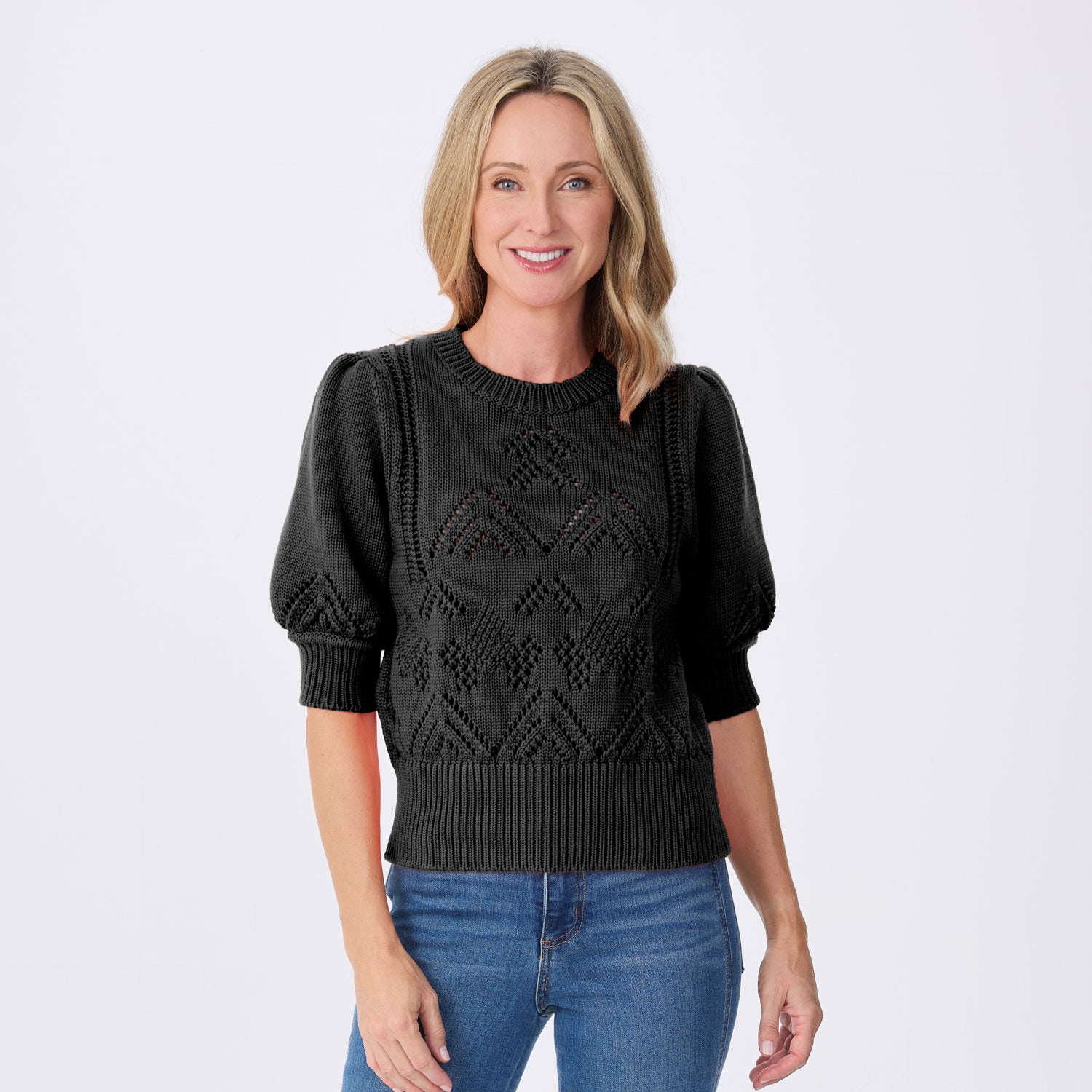 Clary Short Sleeve Pointelle Sweater from Krimson Klover