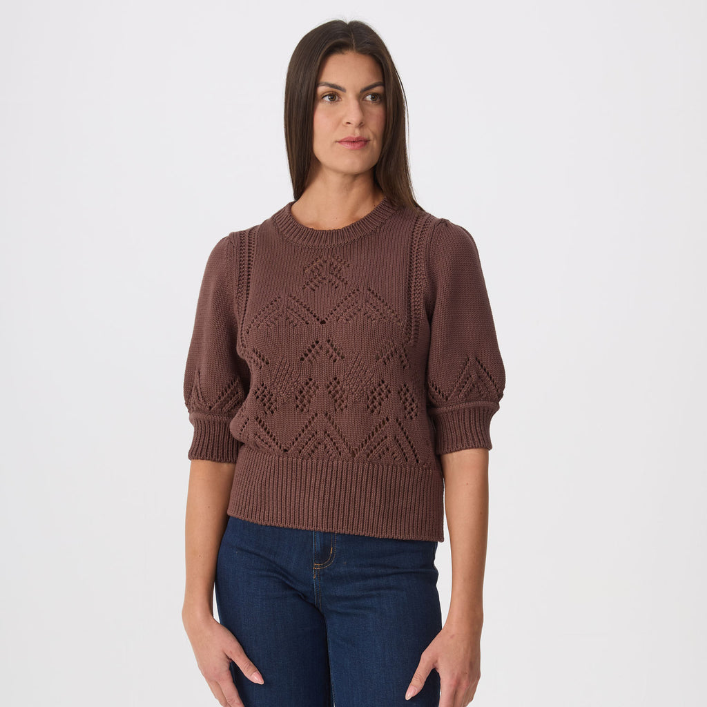 Clary Short Sleeve Pointelle Sweater