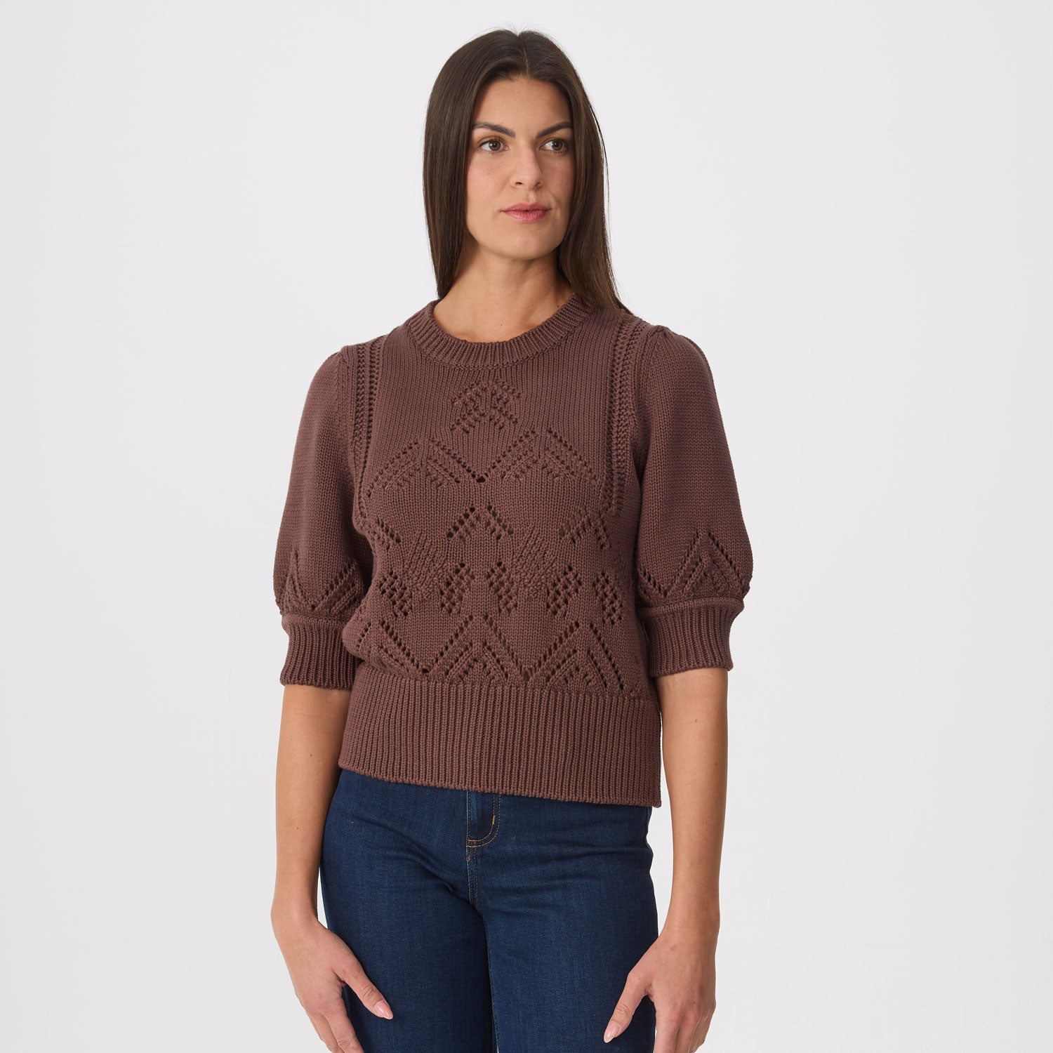 Clary Short Sleeve Pointelle Sweater