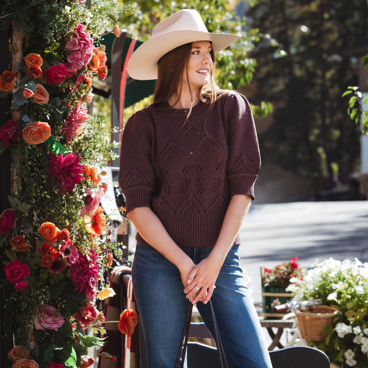 Clary Short Sleeve Pointelle Sweater