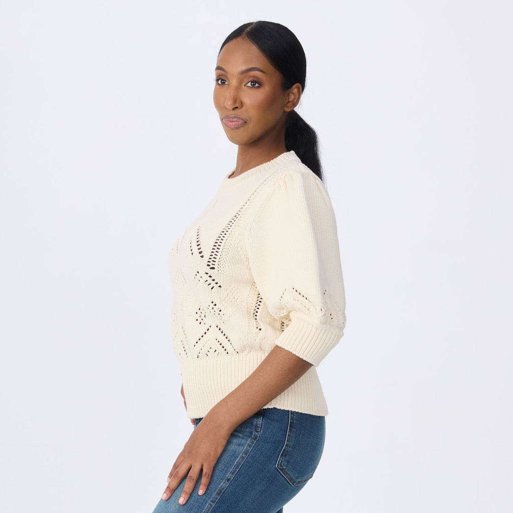 Clary Short Sleeve Pointelle Sweater