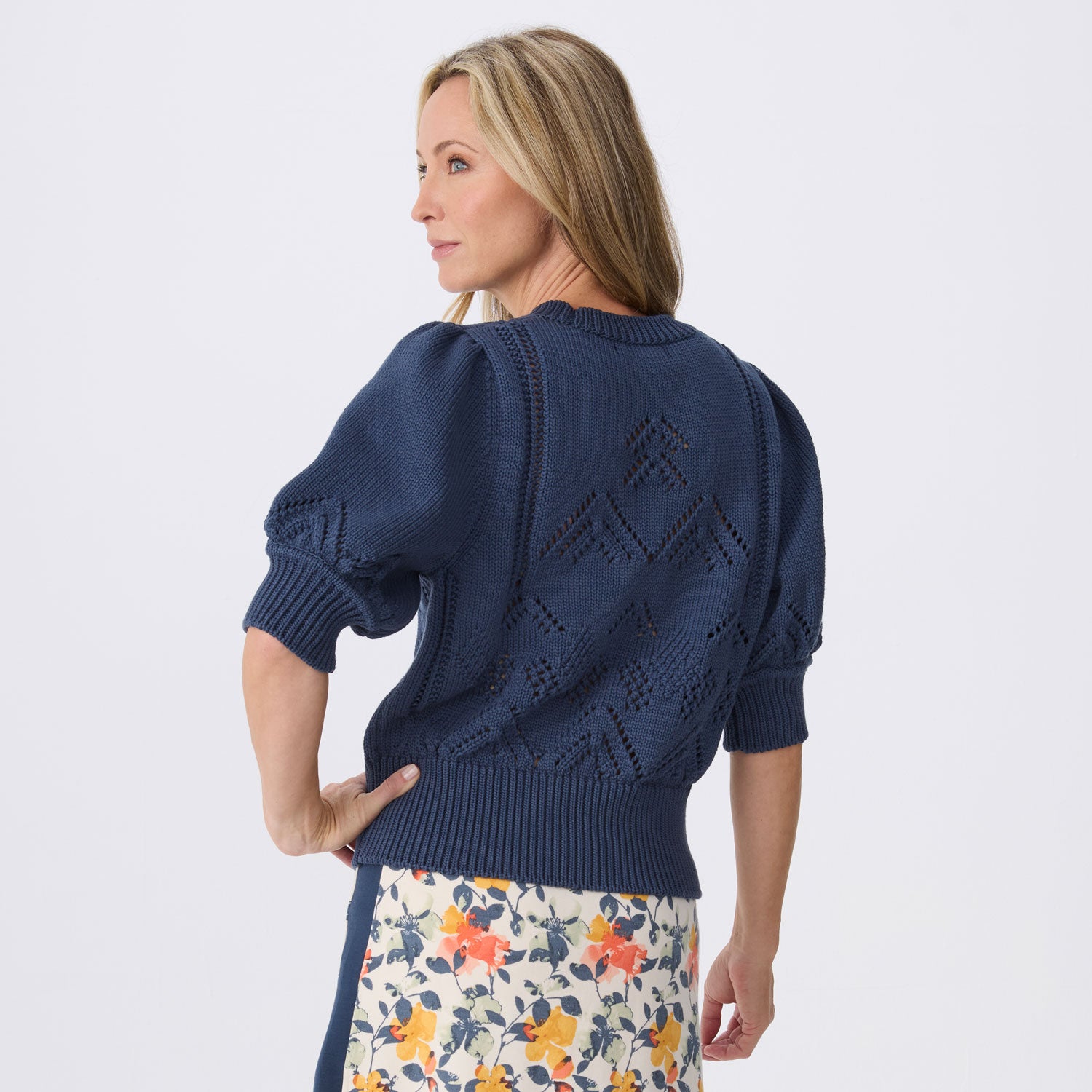Clary Short Sleeve Pointelle Sweater