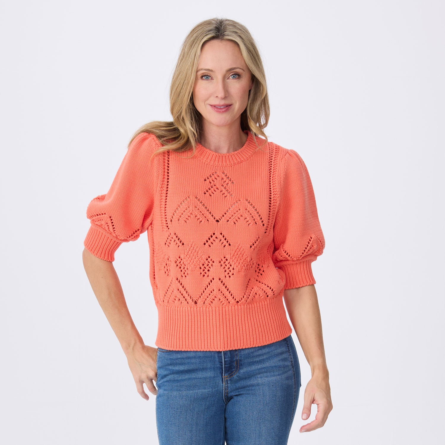 Clary Short Sleeve Pointelle Sweater