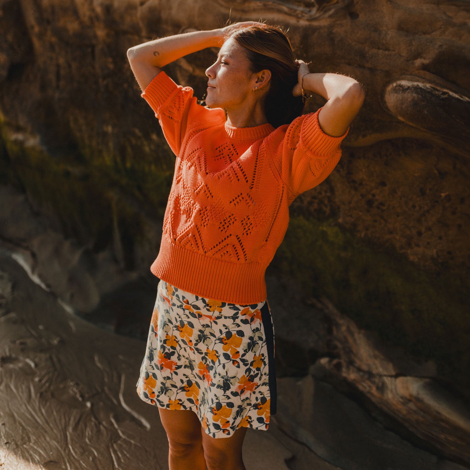 Clary Short Sleeve Pointelle Sweater